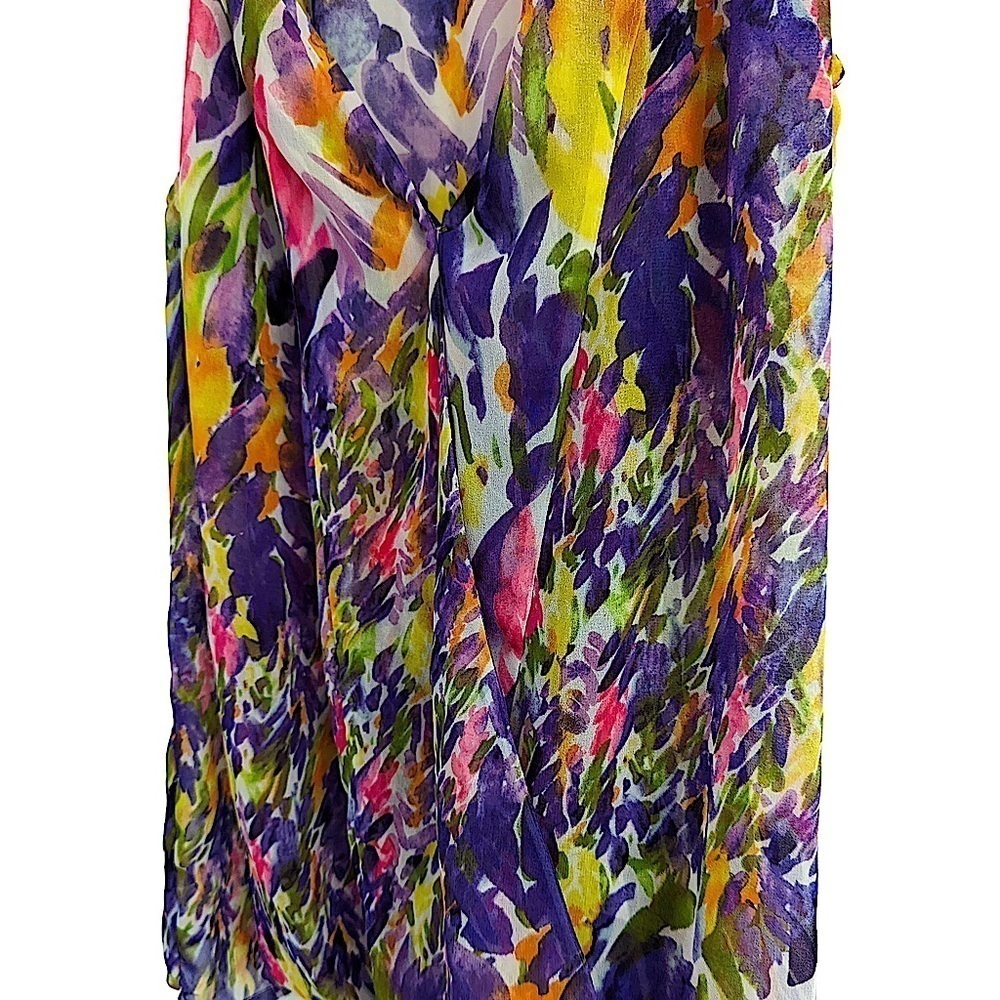 Cabi Bright Print V Neck Semi Halter Style Blouse Style #730 Size Small - Picture 8 of 12